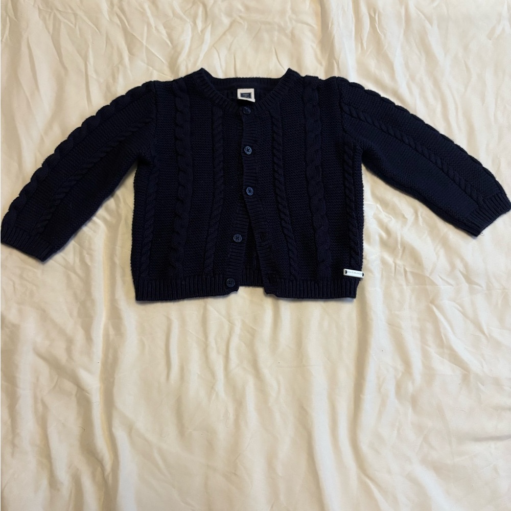 Janie and Jack Dark Blue Knit Cardigan Sweater